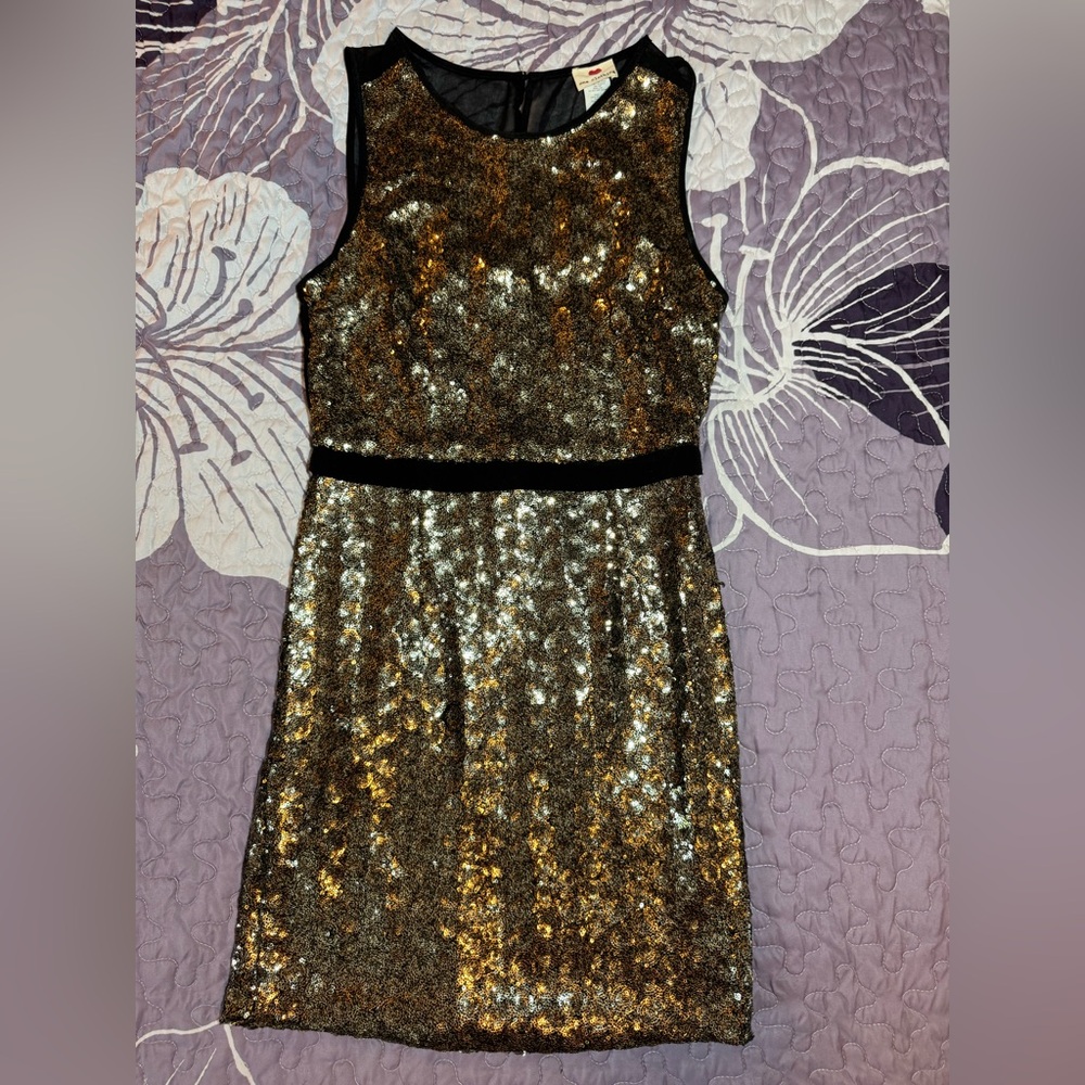 one clothing Gold and Black Sequin Mini Dress - Cocktail Party Women’s Sz XS